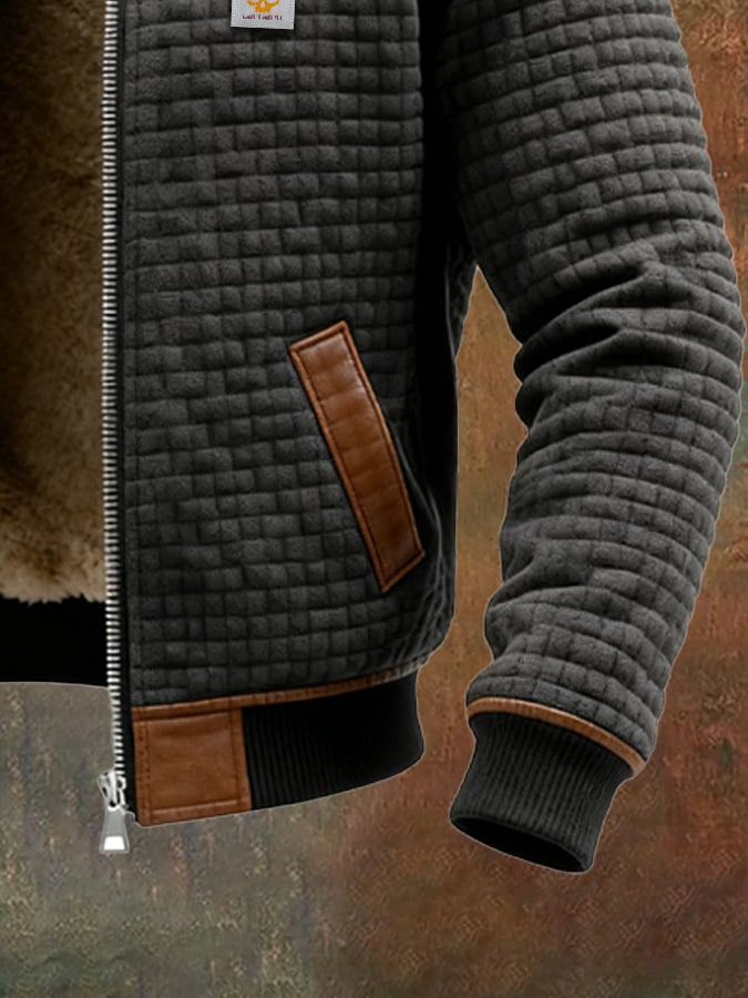 Roveri-Blouson con texture e colletto alto strutturato