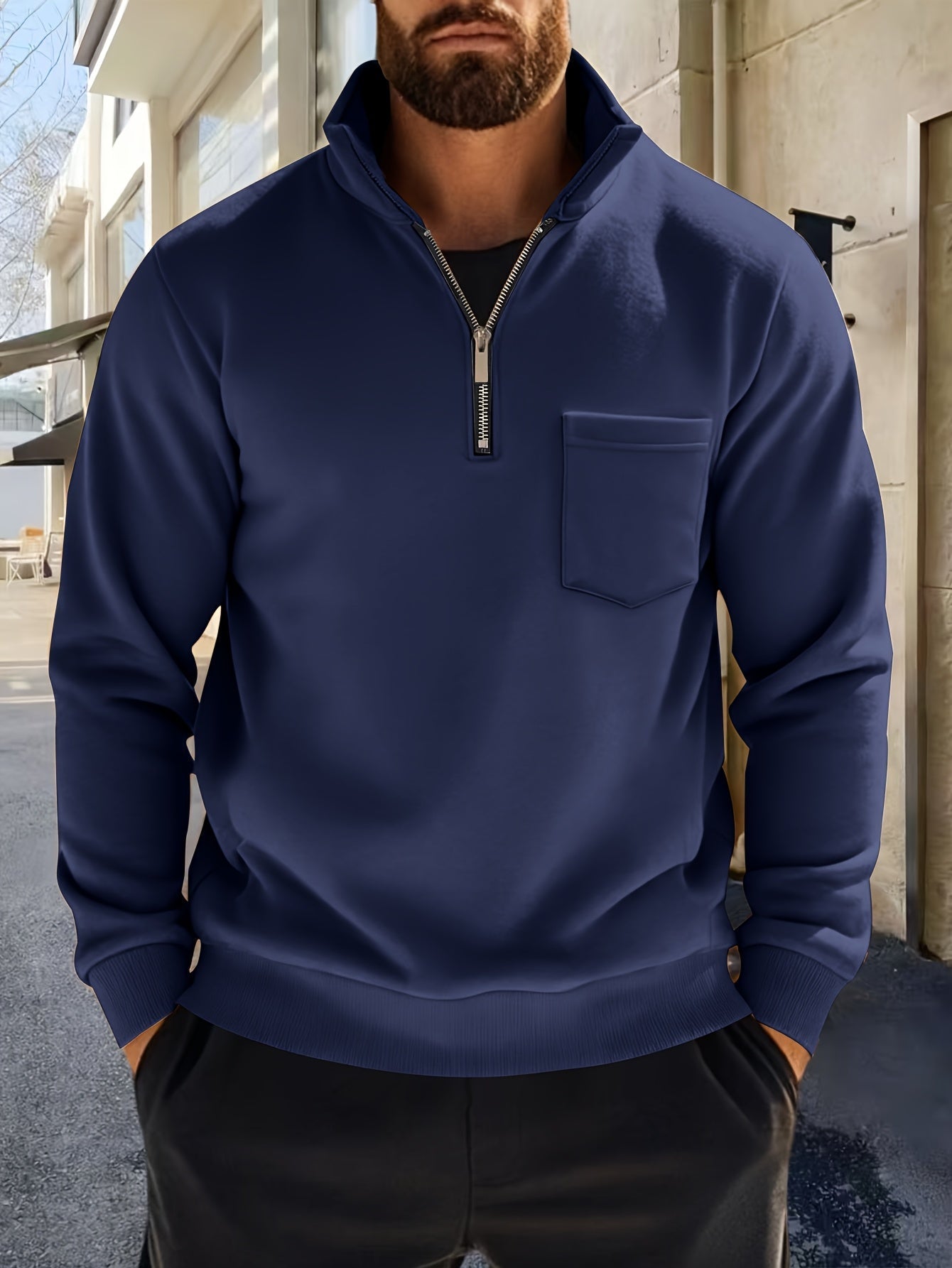 Roveri - Maglia a maniche lunghe con mezza cerniera