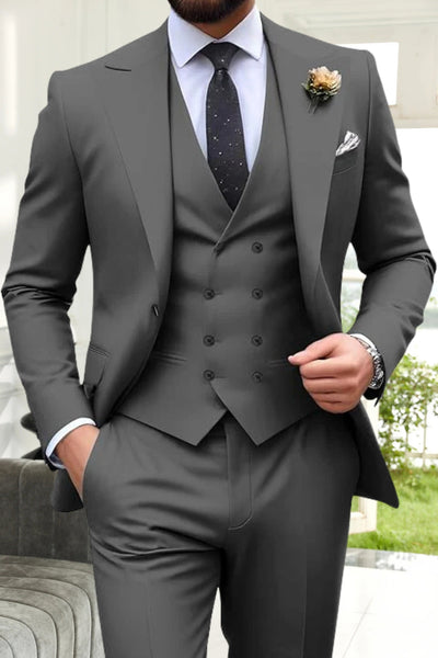 Roveri -Abiti da Uomo Slim Fit a 3 Pezzi con Revers a Punta