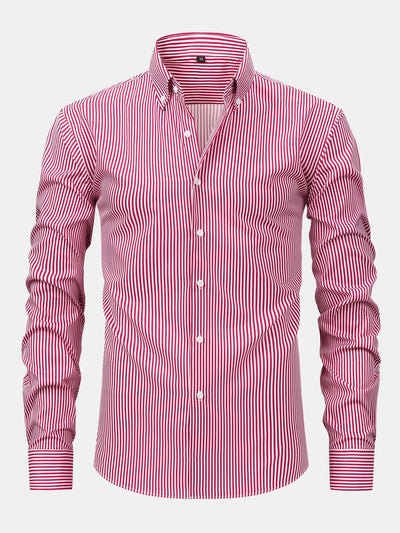CAMICIA A MANICHE LUNGHE A RIGHE CON BOTTONI & PANTALONI SLIM FIT A GAMBA AFFUSOLATA