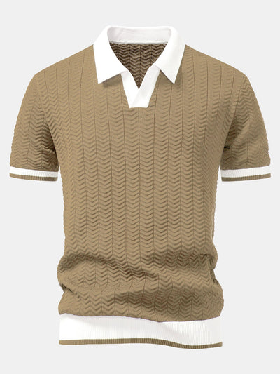 POLO A V IN MAGLIA CON CONTRASTO DI TEXTURE