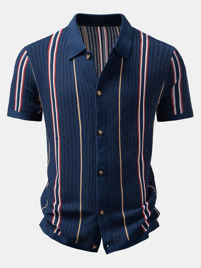 CAMICIA A RIGHE ALL'UNCINETTO CON BOTTONI & PANTALONI IN LINO CON GAMBA DRITTA