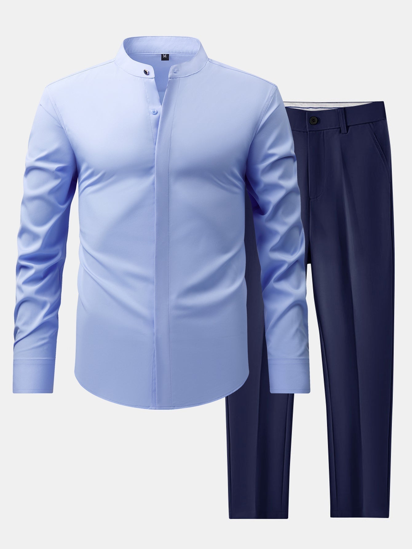 CAMICIA CON COLLETTO RIALZATO & PANTALONI SLIM FIT A GAMBA AFFUSOLATA