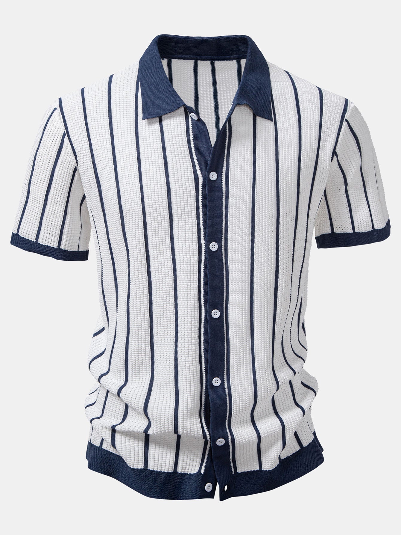 CAMICIA A RIGHE IN MAGLIA CON BOTTONI & PANTALONI IN LINO DRITTI