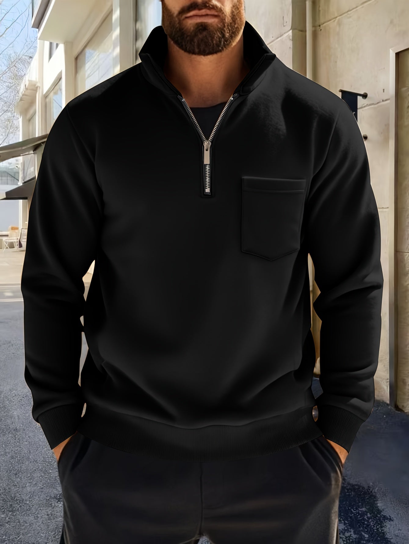 Roveri - Maglia a maniche lunghe con mezza cerniera