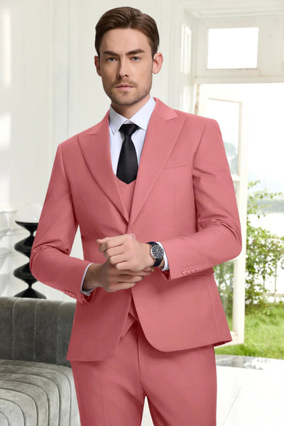 Roveri -Abiti da Uomo Slim Fit a 3 Pezzi con Revers a Punta