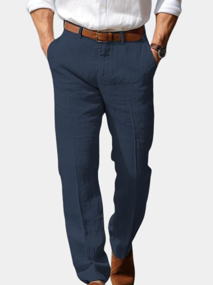 PANTALONE DA UOMO DI LUSSO IN LINO PREMIUM (CON PASSANTI PER CINTURA)
