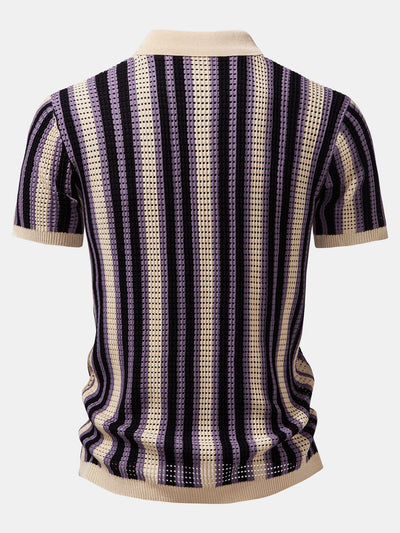 CAMICIA A RIGHE CON OCCHIELLI ALL'UNCINETTO E PANTALONI DI LINO CON GAMBA DRITTA