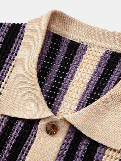 CAMICIA A RIGHE CON OCCHIELLI ALL'UNCINETTO E PANTALONI DI LINO CON GAMBA DRITTA