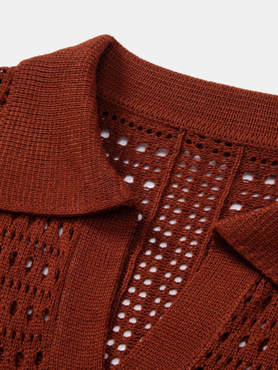 POLO A V IN CROCHET & PANTALONI IN LINO CON GAMBA DRITTA