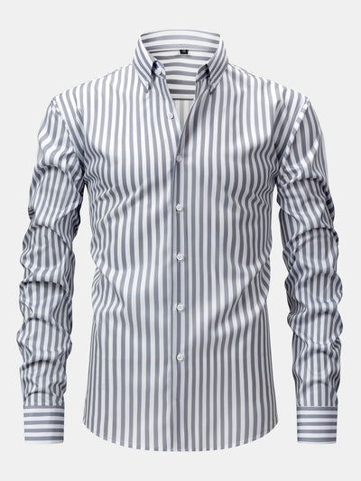 CAMICIA A MANICHE LUNGHE A RIGHE CON BOTTONI & PANTALONI SLIM FIT A GAMBA AFFUSOLATA