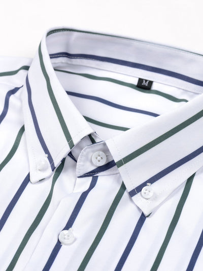 CAMICIA A MANICHE LUNGHE A RIGHE CON BOTTONI & PANTALONI SLIM FIT A GAMBA AFFUSOLATA