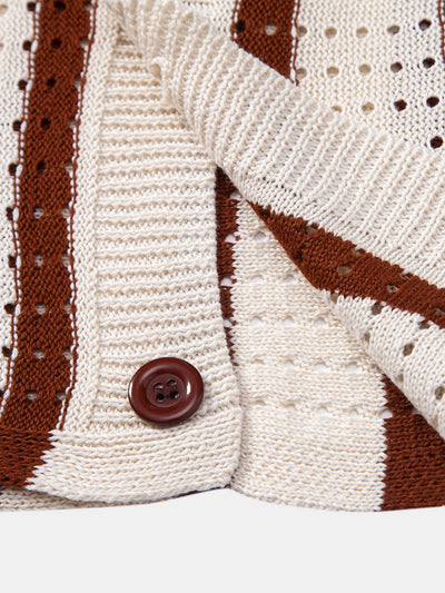 CAMICIA A RIGHE CON OCCHIELLI LAVORATA A MAGLIA