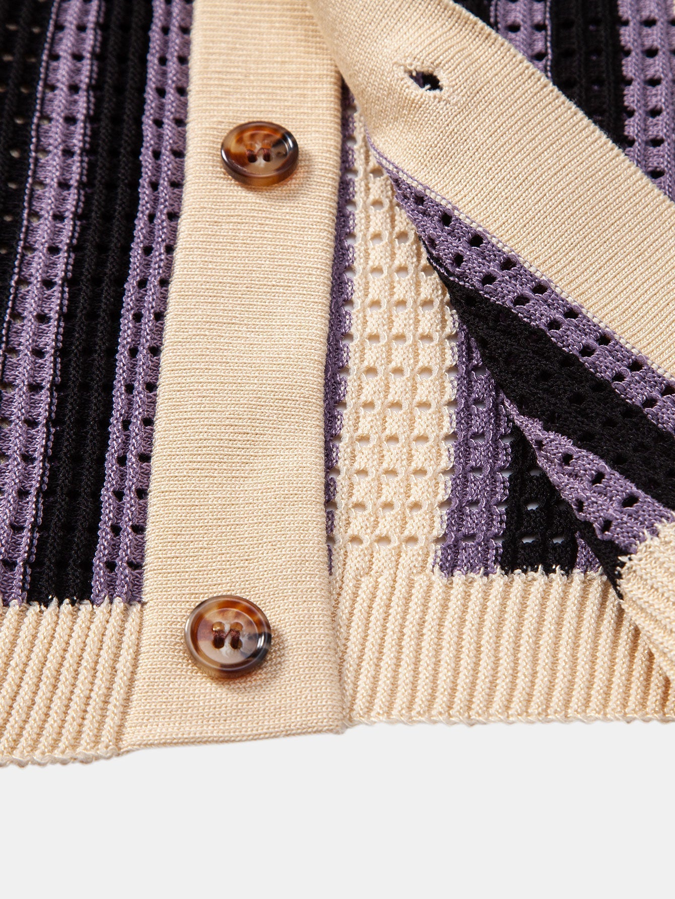 CAMICIA A RIGHE CON OCCHIELLI ALL'UNCINETTO