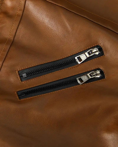 Roveri – Giacca in Pelle con Cappuccio e Chiusura a Doppia Cerniera