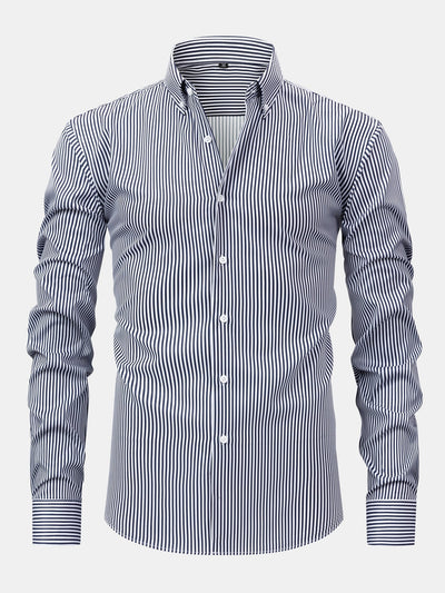 CAMICIA A MANICHE LUNGHE A RIGHE CON BOTTONI & PANTALONI SLIM FIT A GAMBA AFFUSOLATA