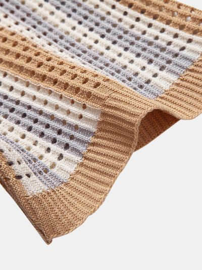 CAMICIA A RIGHE CON OCCHIELLI ALL'UNCINETTO