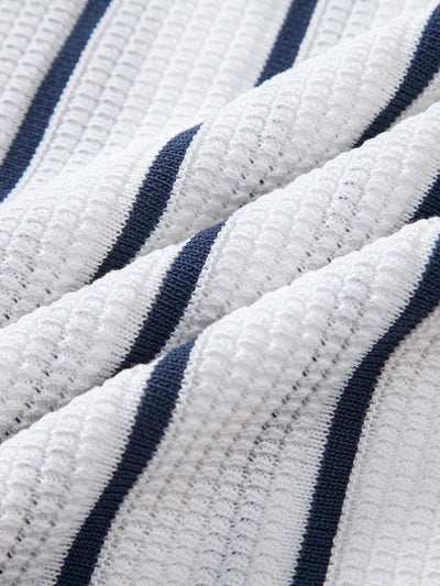 CAMICIA A RIGHE IN MAGLIA CON BOTTONI & PANTALONI IN LINO DRITTI