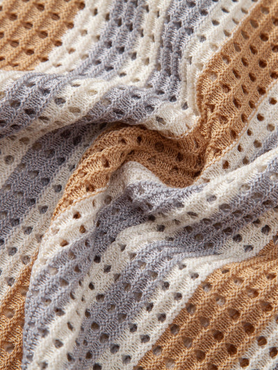 CAMICIA A RIGHE CON OCCHIELLI ALL'UNCINETTO