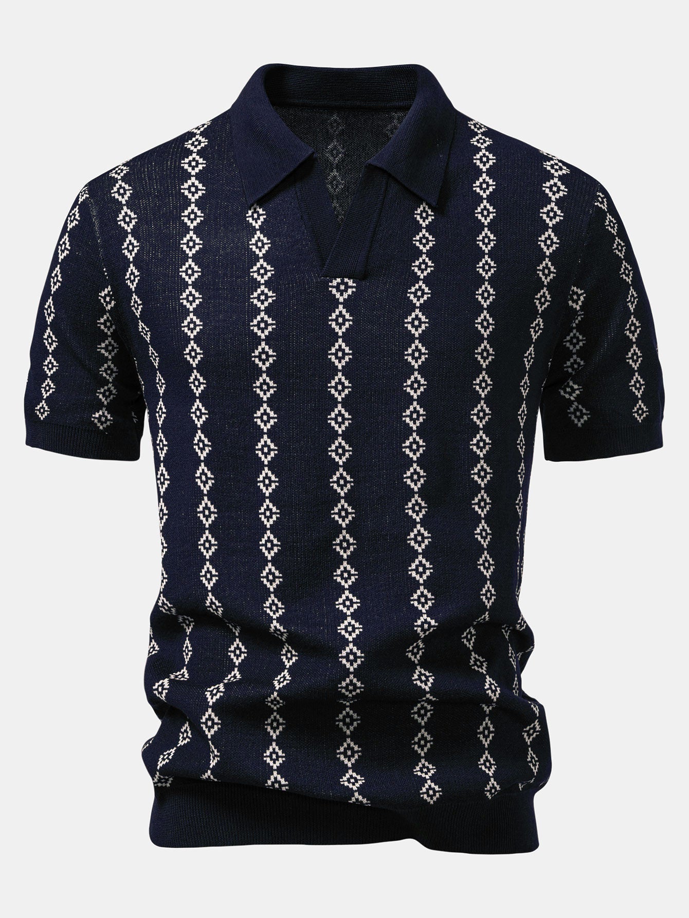 POLO V-NECK IN MAGLIA GEOMETRICA