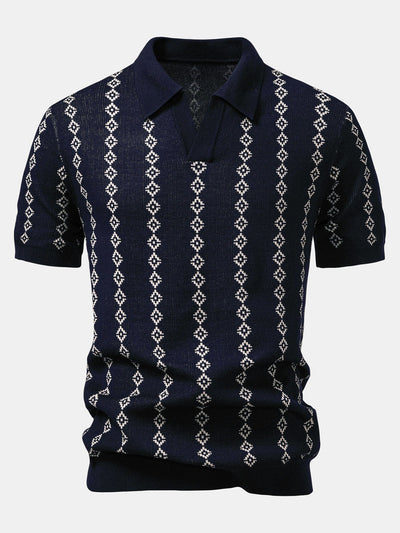 POLO V-NECK IN MAGLIA GEOMETRICA