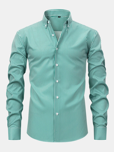 CAMICIA A MANICHE LUNGHE A RIGHE CON BOTTONI & PANTALONI SLIM FIT A GAMBA AFFUSOLATA