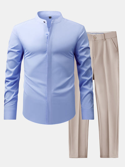 CAMICIA CON COLLETTO RIALZATO & PANTALONI SLIM FIT A GAMBA AFFUSOLATA