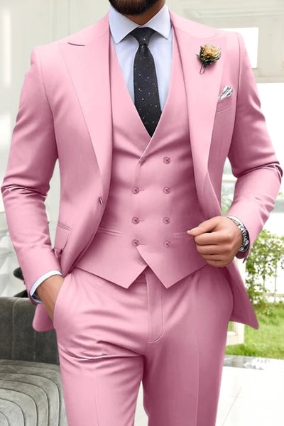 Roveri -Abiti da Uomo Slim Fit a 3 Pezzi con Revers a Punta