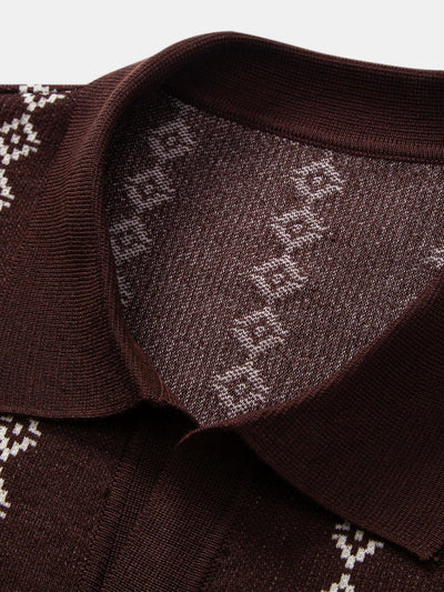 POLO V-NECK IN MAGLIA GEOMETRICA