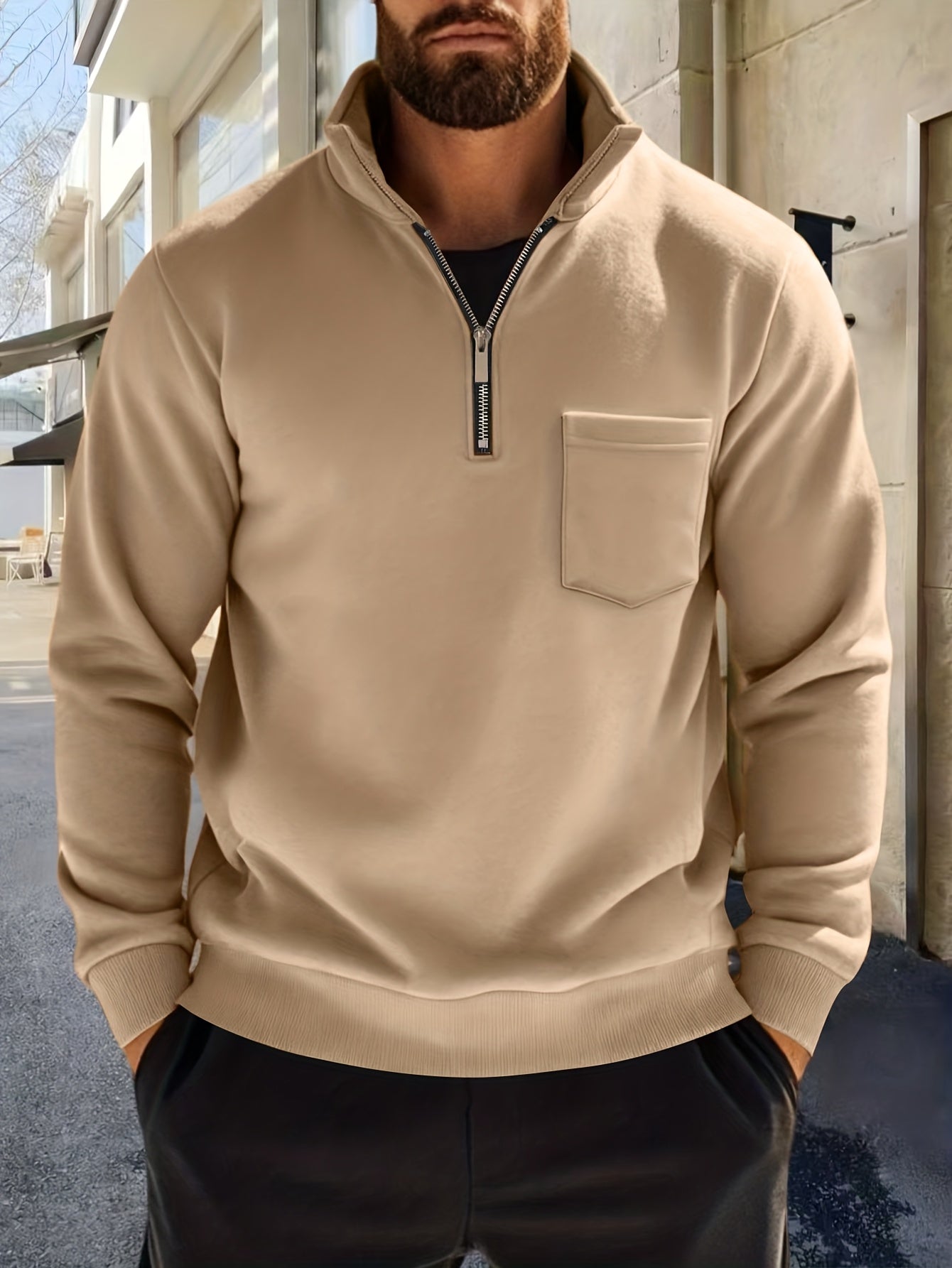 Roveri - Maglia a maniche lunghe con mezza cerniera