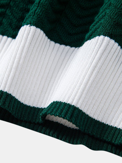 POLO A V IN MAGLIA CON CONTRASTO DI TEXTURE & PANTALONI SLIM FIT