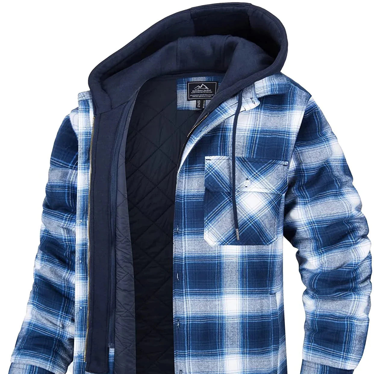 Roveri - Cappotto camicia invernale da uomo con cappuccio staccabile