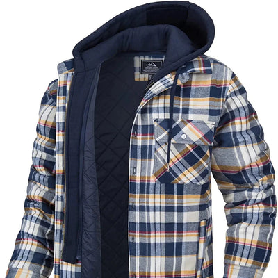 Roveri - Cappotto camicia invernale da uomo con cappuccio staccabile