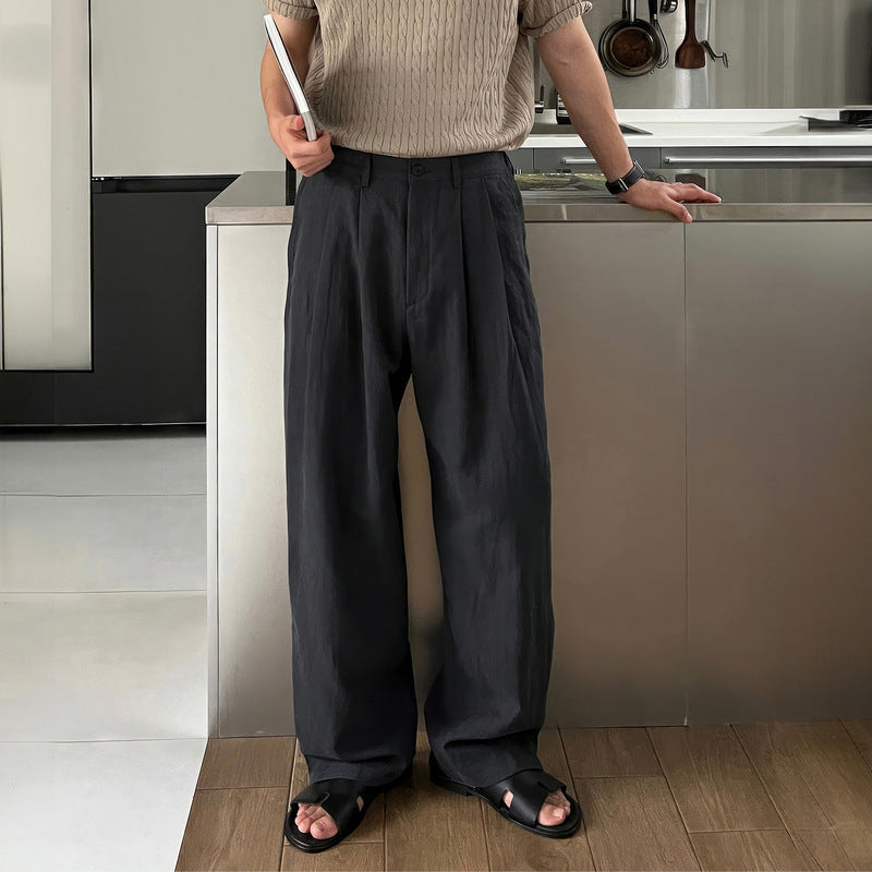 ENZO | PANTALONI DI LINO A GAMBA LARGA