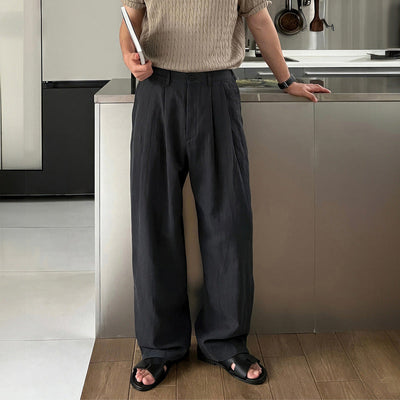 ENZO | PANTALONI DI LINO A GAMBA LARGA