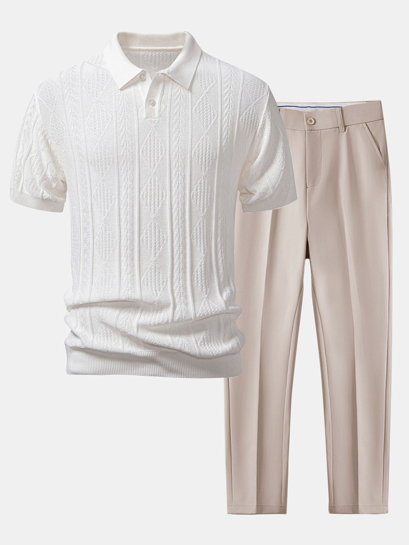 POLO IN JACQUARD GEOMETRICO & PANTALONI SLIM FIT AFFUSOLATI