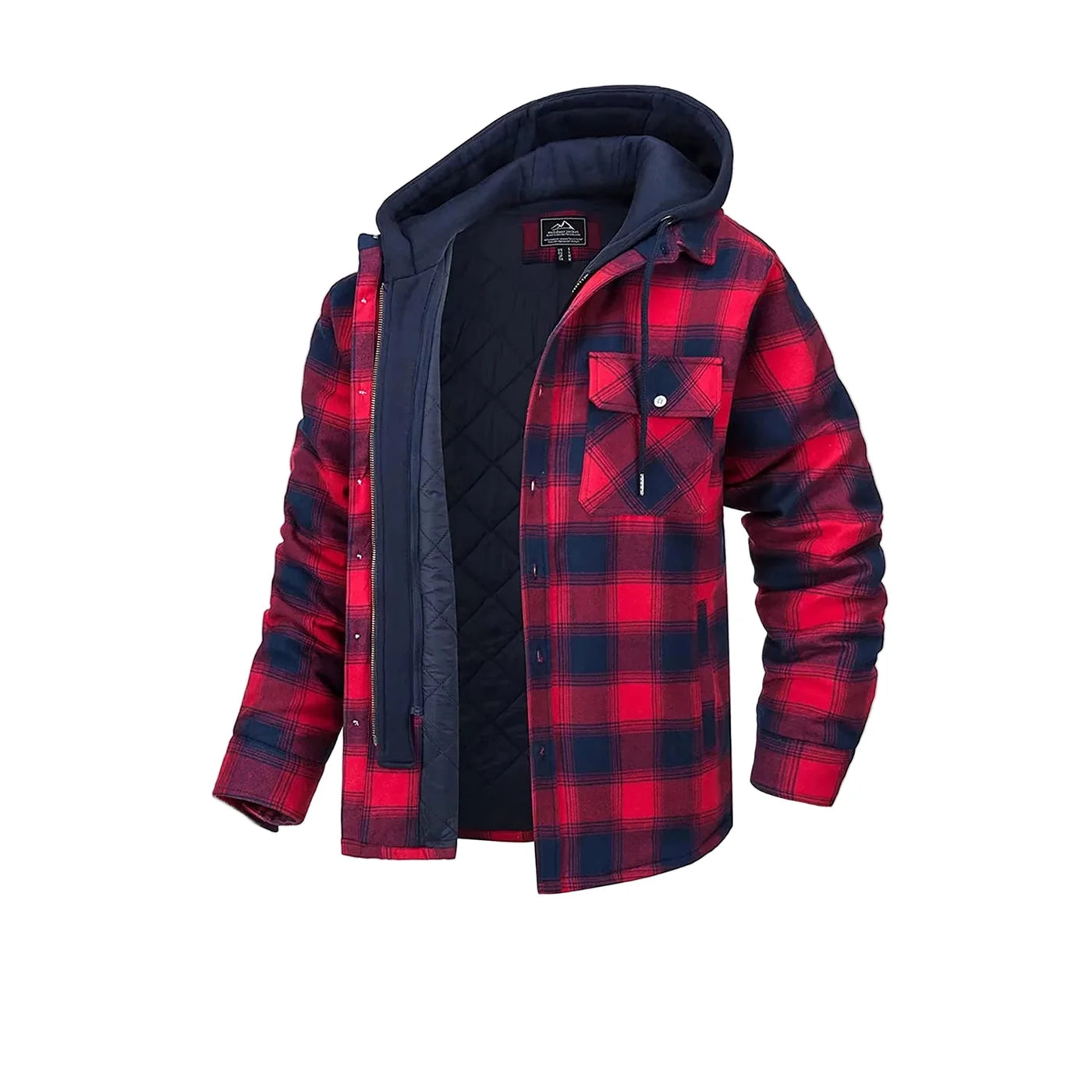 Roveri - Cappotto camicia invernale da uomo con cappuccio staccabile