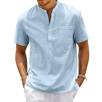 SAMUELE  |  CAMICIA HENLEY IN LINO E COTONE