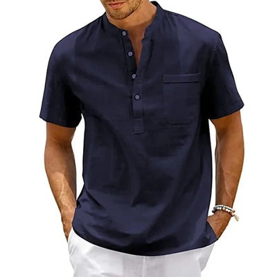 SAMUELE  |  CAMICIA HENLEY IN LINO E COTONE